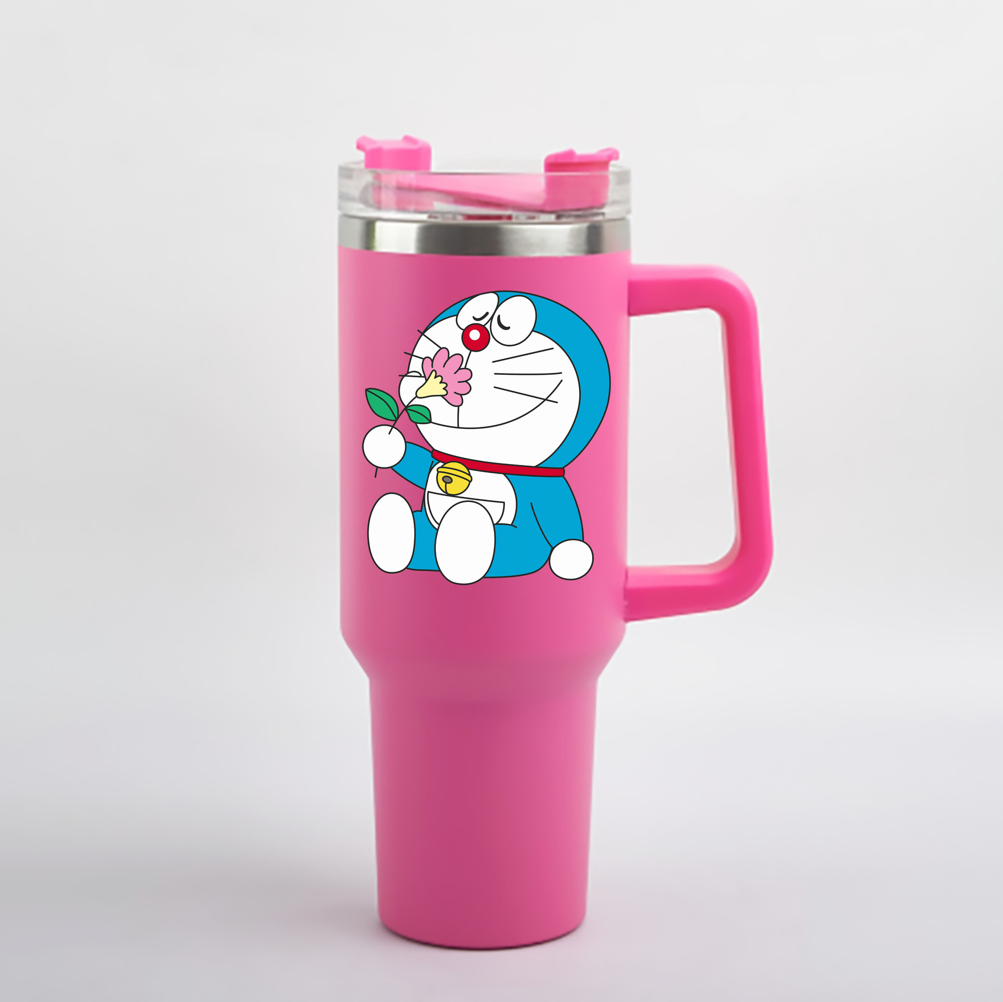 （画像用） ドラえもん Doraemon 1200mL車用タンブラー - クリスタルステッカー（プラスチックストロー付き）